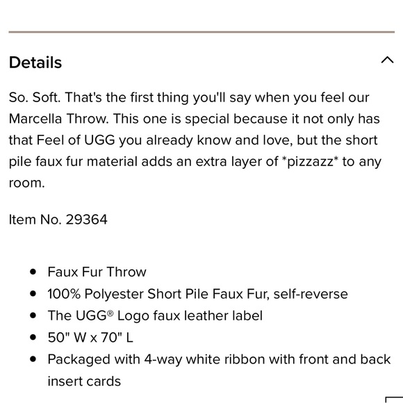 UGG Marcella Stone Throw Blanket NWT Faux Fur White Gray - Picture 4 of 10